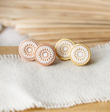 Ohrstecker - Mandala Bohemian Gold Weiß Edelstahl