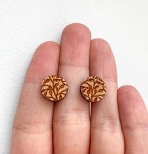 Florale Ohrstecker Holz - Laser - Wood - rund - Muster - Boho - Pflanzen