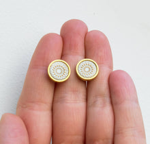 Ohrstecker - Mandala Bohemian Gold Weiß Edelstahl