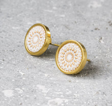 Ohrstecker - Mandala Bohemian Gold Weiß Edelstahl