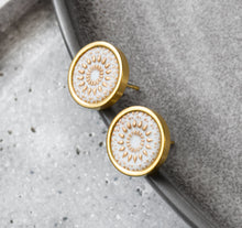 Ohrstecker - Mandala Bohemian Gold Weiß Edelstahl