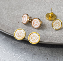 Ohrstecker - Mandala Bohemian Gold Weiß Edelstahl