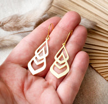 Ohrringe - Geometrisch Feder l Gold Statement | Boho I Ethno