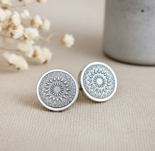 Ohrstecker - Mandala Bohemian Edelstahl Silber Grau Ohrringe