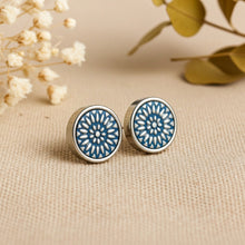 Ohrstecker - Mandala Bohemian Ohrstecker Silber Petrol - Edelstahl