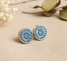Ohrstecker - Mandala Bohemian Ohrstecker Silber Petrol - Edelstahl