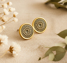 Ohrstecker - Mandala Bohemian Edelstahl Gold Khaki Ohrringe