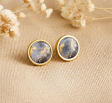 Marble Ohrstecker -  Edelstahl Gold - Schwarz - Unikate