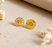 Geometrische Ohrstecker - Goldfarben - Edelstahl Boho - Scheiben - Sonne