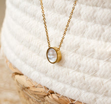 Perlmutt Kette -  2 Seiten Schwarz Edelstahl Kreis