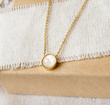 Perlmutt Kette -  2 Seiten Schwarz Edelstahl Kreis