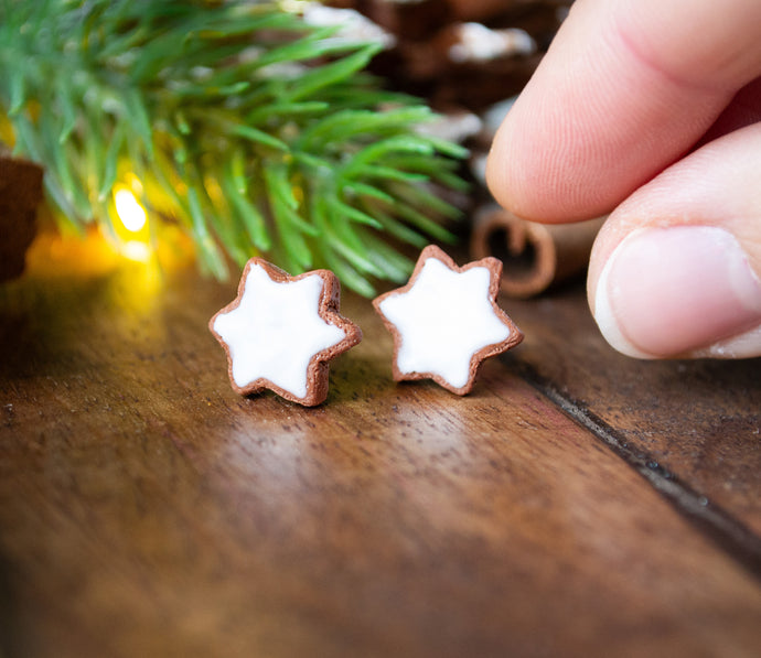 Zimtstern Groß - Ohrstecker Miniaturefood - Weihnachten