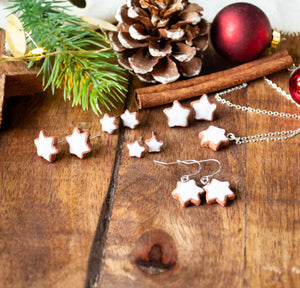Zimtstern Groß - Ohrstecker Miniaturefood - Weihnachten
