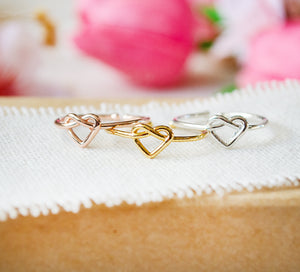 Herz Ring Verstellbar Valentinstag - Love - Edelstahl - Geschenk Damen Knotenring