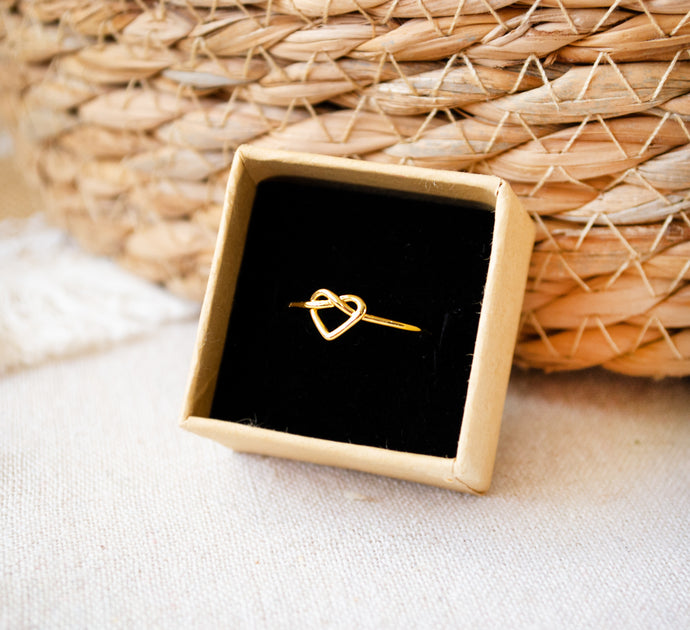 Herz Ring Verstellbar Valentinstag - Love - Edelstahl - Geschenk Damen Knotenring