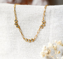Edelstahl Gliederkette mit Steinen - Gold Edelstahl