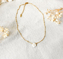 Perlmutt Blüte Kette - Muschel Weiß Gold