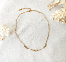 Edelstahl Gliederkette mit Steinen - Gold Edelstahl