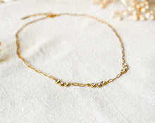 Edelstahl Gliederkette mit Steinen - Gold Edelstahl