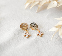 Filigrane Kristall Ohrringe - Gold Stecker