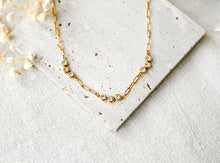 Edelstahl Gliederkette mit Steinen - Gold Edelstahl