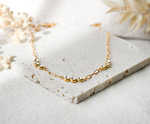 Edelstahl Gliederkette mit Steinen - Gold Edelstahl