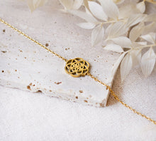 Mandala Blumen Armband Edelstahl - Boho