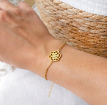 Mandala Blumen Armband Edelstahl - Boho
