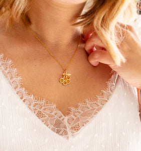 Bienen Kette Waben - Goldfarben - Tier - Natur - Biene