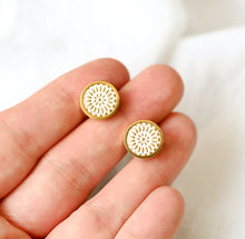 Ohrstecker Weiß Gold - Mandala Bohemian Edelstahl