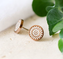 Ohrstecker Weiß Rosegold - Mandala Bohemian Rose gold