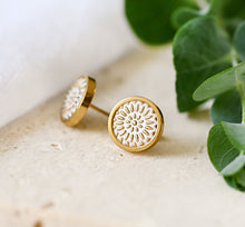 Ohrstecker Weiß Gold - Mandala Bohemian Edelstahl