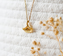 Ginkgo Kette - Goldfarben - Blatt - Symbol