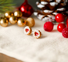 Small Herz Marmeladenkeks Ohrstecker Miniature food - Linzer Plätzchen