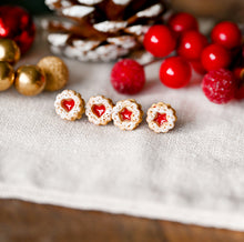 Small Herz Marmeladenkeks Ohrstecker Miniature food - Linzer Plätzchen