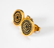 Ohrstecker - Mandala Bohemian Edelstahl Gold Schwarz Ohrringe