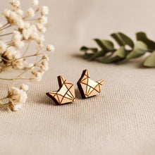 Fuchs Ohrstecker Holz Geometrisch - Goldfarben / Rose Goldfarben