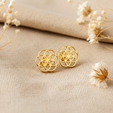Mandala Blumen Ohrstecker - Goldfarben / Rosegoldfarben / Silberfarben - Edelstahl Boho - Geometrisch