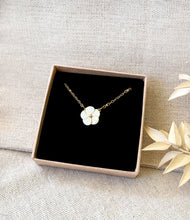 Perlmutt Blüte Kette - Muschel Weiß Gold