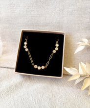 Edelstahl Gliederkette mit Steinen - Gold Edelstahl
