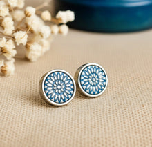 Ohrstecker - Mandala Bohemian Ohrstecker Silber Petrol - Edelstahl