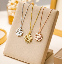 Blumen Kette - Goldfarben / Silberfarben / Rose Goldfarben Lebensblume - Edelstahl - Boho - Mandala
