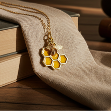 Bienen Kette Waben - Goldfarben - Tier - Natur - Biene