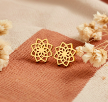 Mandala Ohrstecker - Goldfarben / Rosegoldfarben / Silberfarben - Edelstahl Boho - Geometrisch