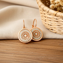 Brisur Ohrhänger - Mandala Bohemian Ohrringe Rose Gold oder Silber Grau - Edelstahl