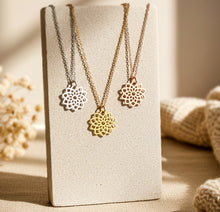 Blumen Kette - Goldfarben / Silberfarben / Rose Goldfarben Lebensblume - Edelstahl - Boho - Mandala