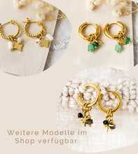 Goldene Creolen mit kleinen Anhängern - Schwarz Gold