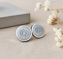 Ohrstecker - Mandala Bohemian Edelstahl Silber Grau Ohrringe