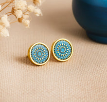 Ohrstecker - Petrol Mandala Bohemian Ohrstecker Gold - Edelstahl