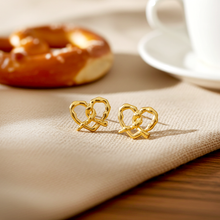 Brezel Ohrringe - Brezeln Herz Gold Silber - Oktoberfest